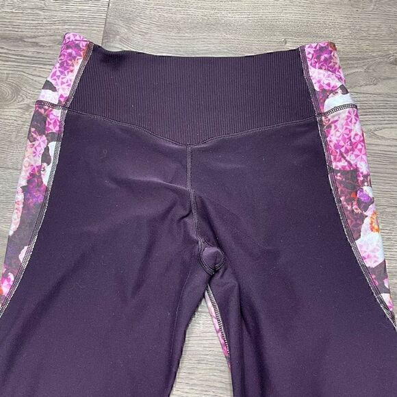 Nike Dri Fit Womens Purple Floral High Waist Activewear Leggings Size Medium - Picture 6 of 7